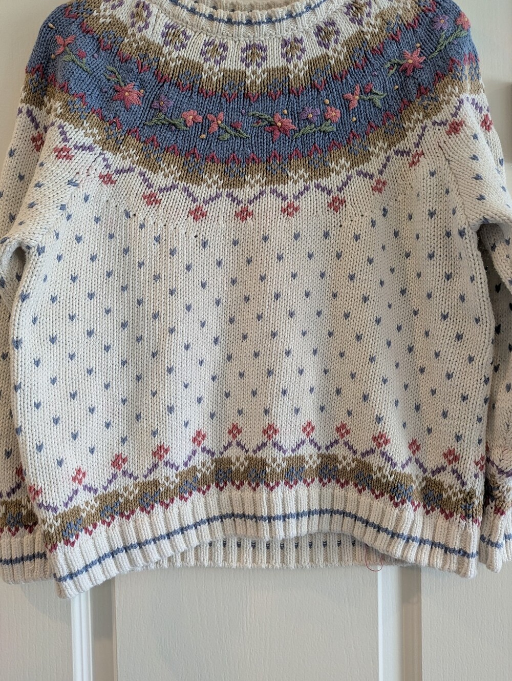 Vintage Northern Isles Hand Knit Embroidered Sweater Grandma Cottagecore Size M - Picture 3 of 12